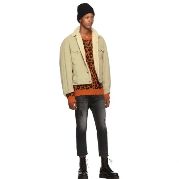 R13 Leopard Cashmere Crewneck Sweater $795 Size small. Oversized fit.